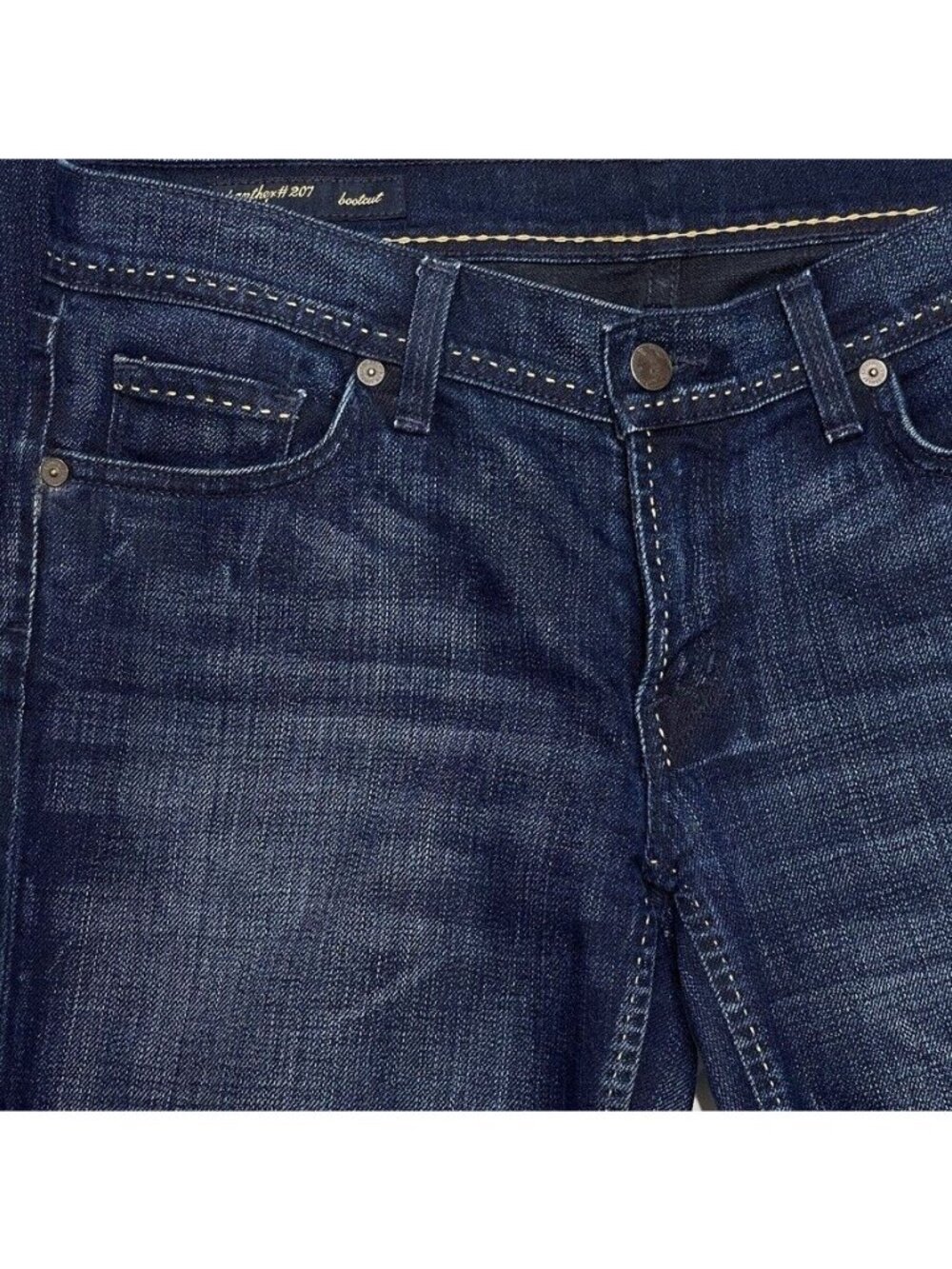 Citizens Of Humanity Dark Wash Bootcut Jeans With Gold Embroidered Back Pocket D - Picture 8 of 15